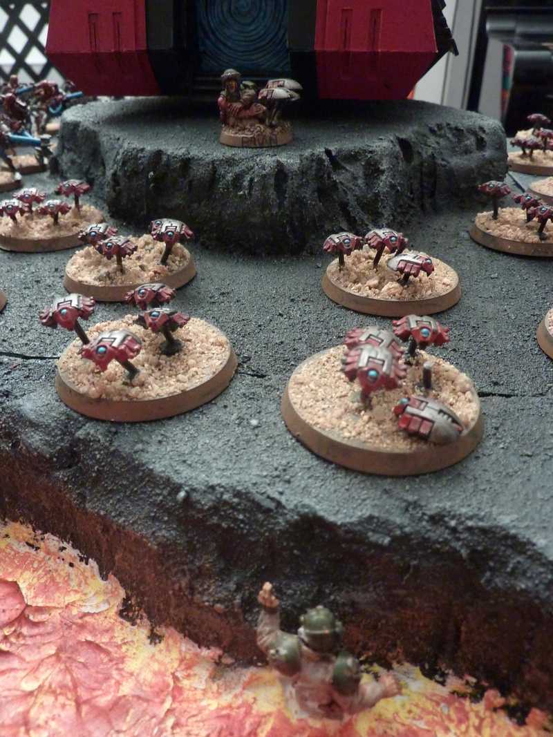 Finished table with minis on it
