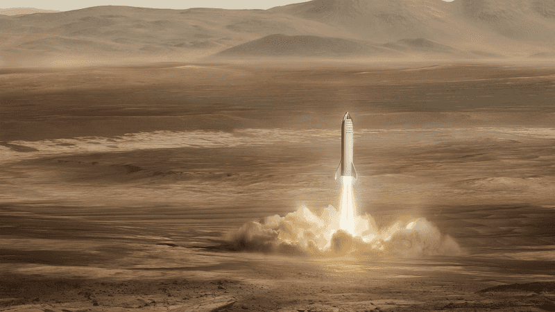 Cargo Starship landing on Mars